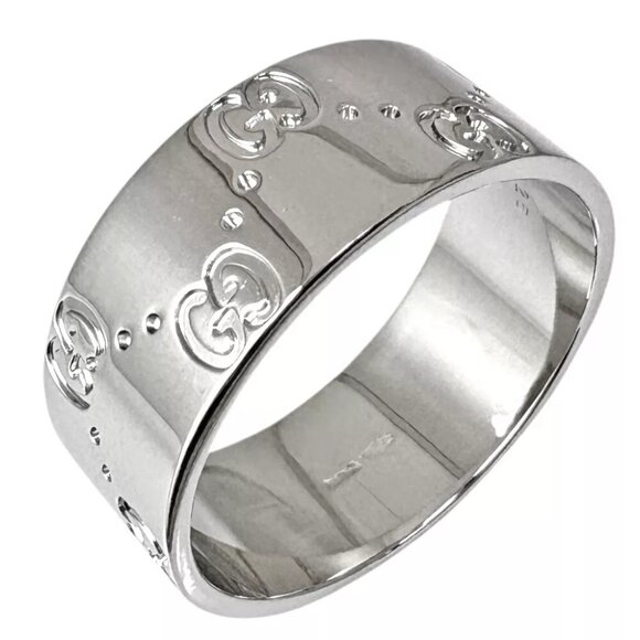 GUCCI Ring US 10 7/8 EU64 K18 white gold GG icon used - Picture 1 of 6
